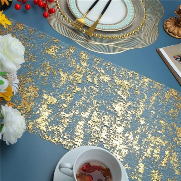 Gold Sequin Table Runner Set Party Decor Wedding Birthday Holiday Table Setting - Picture 3 of 7